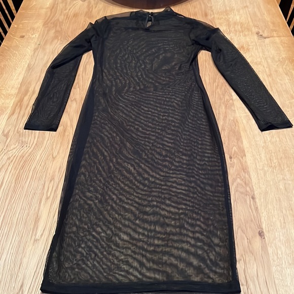 Unbranded Dresses & Skirts - Mesh Overlay Sheer Sexy Long Sleeve Dress